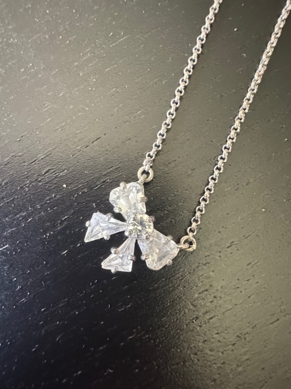 Vintage Juicy Couture Silver Crystal Floral Necklace - Women Jewelry